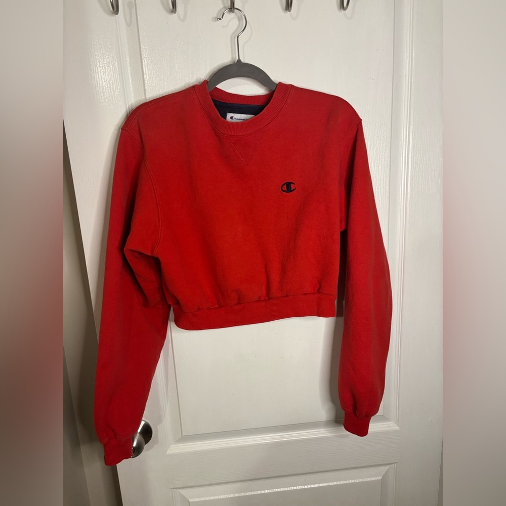 Red cropped champion sweater